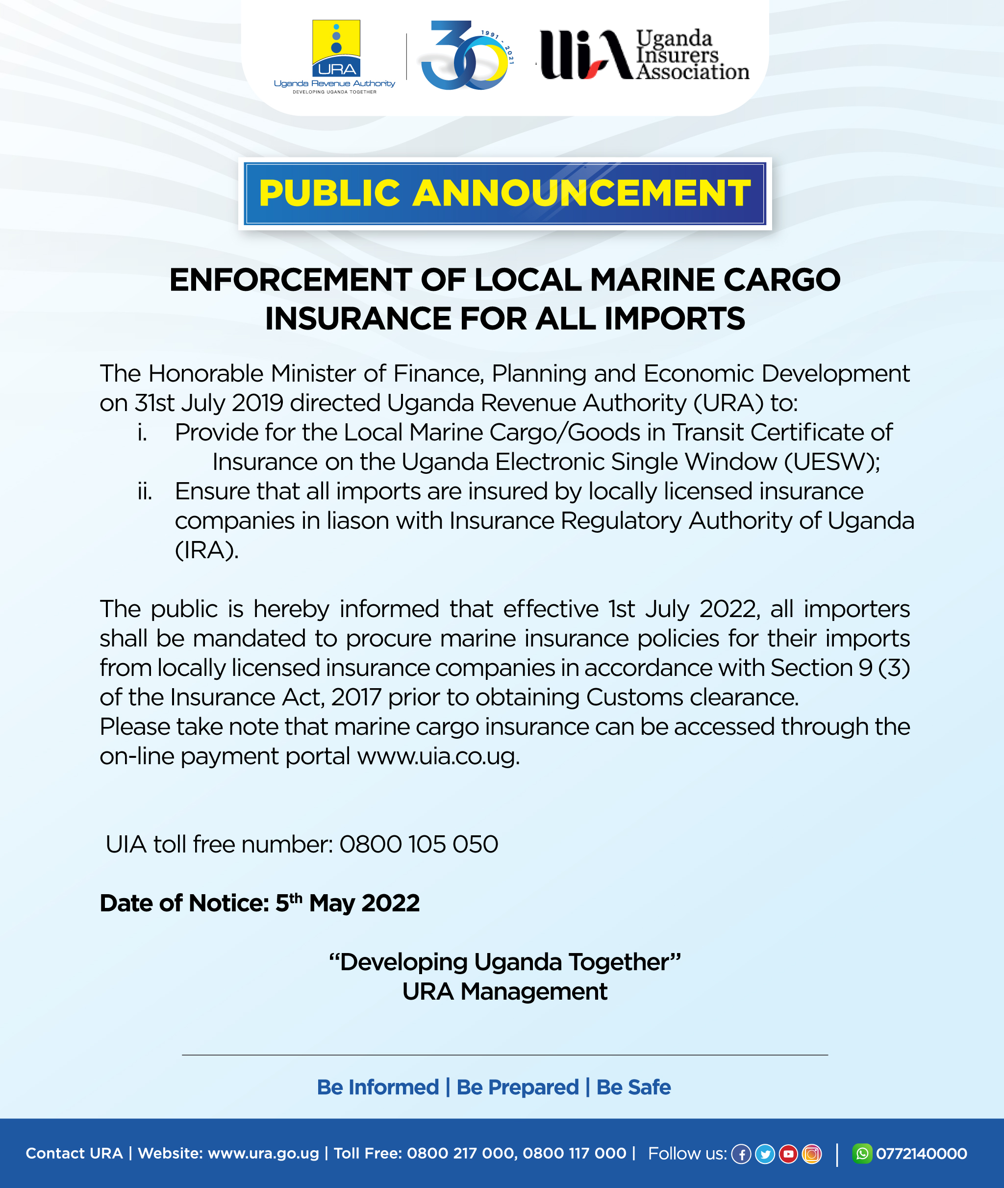 In the matter of Local Marine Cargo Insurance